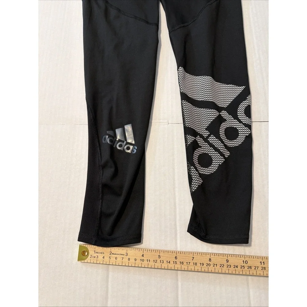 Adidas Alphaskin Climacool Mens Large Black Silver Logo Compression Tights
